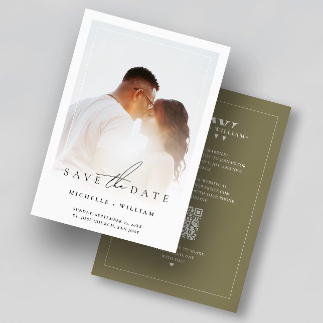 Reserva La Fecha Marco de foto de monograma de boda moderno económi (Modern Minimalist Dark Taupe Wedding Photo Frame Save The Date
)