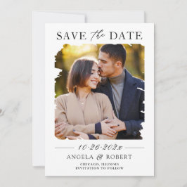 Reserva La Fecha Marco de foto de pincel geométrico moderno