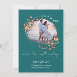 Reserva La Fecha Marco de foto Ocean Teal Floral