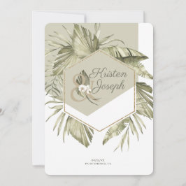 Reserva La Fecha Marco de hoja de palma tropical moderna