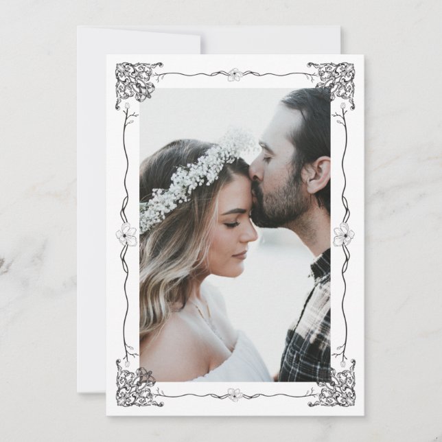 Reserva La Fecha Marco de ornamento clásico moderno de una línea de (Anverso)