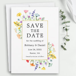 Reserva La Fecha Marco dorado de flores silvestres acuáticas