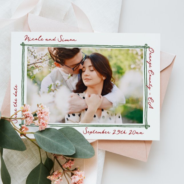 Reserva La Fecha Marco esquematizado Mano caprichosa Boda fotográfi (Subido por el creador)