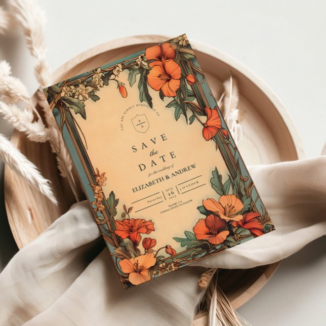 Reserva La Fecha Marco floral de verano Boda Art Nouveau (Subido por el creador)