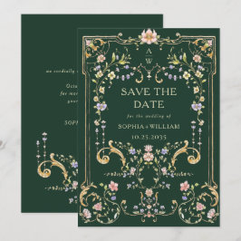 Reserva La Fecha Marco floral elegante victoriano boda