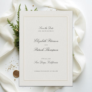 Reserva La Fecha Marco Formal Moderno Clásico Elegante Boda Ecru