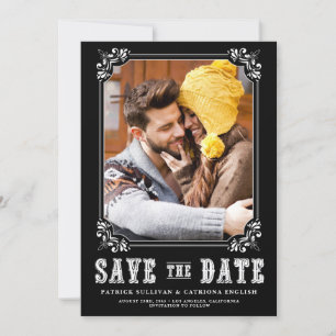 Reserva La Fecha Marco fotográfico de tipografía occidental negro