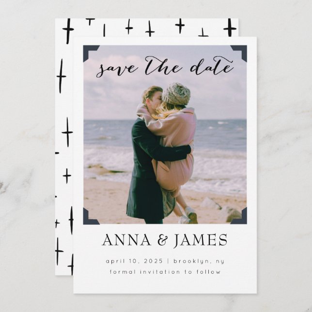 Reserva La Fecha Marco fotográfico moderno Guardar la fecha (Anverso / Reverso)