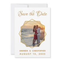 Marco Geométrico de Oro Foto Caligráfico Boda