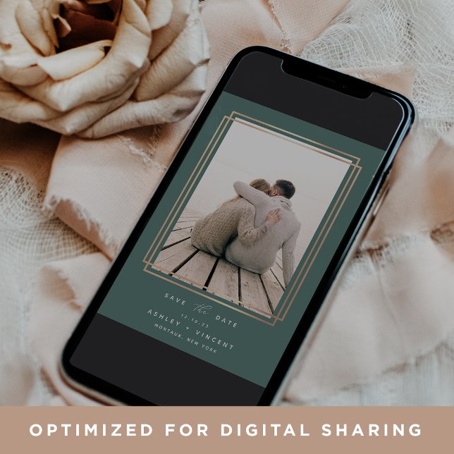 Reserva La Fecha Marco geométrico DIGITAL | Foto vertical (Subido por el creador)