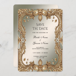 Reserva La Fecha Marco Ornato Oro Guardar La Fecha
