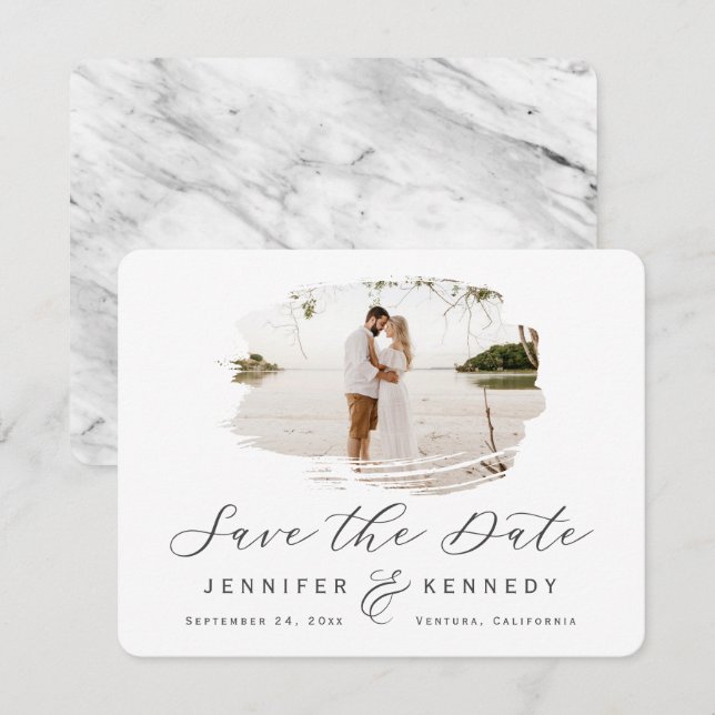 Reserva La Fecha Marco rojizo gris y blanco con foto (Anverso / Reverso)