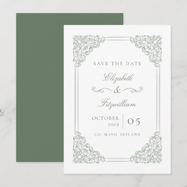 Reserva La Fecha Marco verde silenciado de la época barroca victori (Anverso / Reverso)