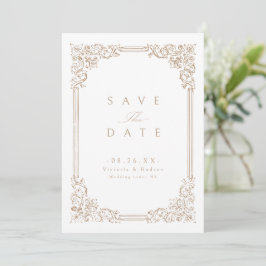 Reserva La Fecha Marco Vintage Neutral Elegante Boda