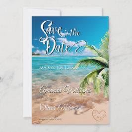 Reserva La Fecha Marea turquesa Tropical Palm Tree Beach Wedding