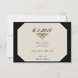 Reserva La Fecha Marfil Black and Gold Damask Wedding Save the Date