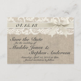 Reserva La Fecha Marfil Lace y Burlap Wedding Salven la fecha