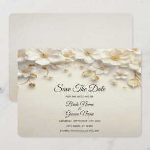 Reserva La Fecha Marfil White Floral Gold Sale De La Fecha
