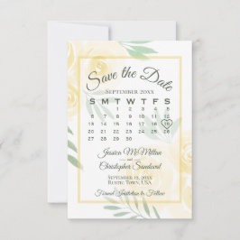 Reserva La Fecha Margarita Amarilla Boho Rosas Elegante Calendario