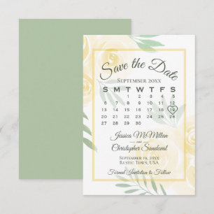 Reserva La Fecha Margarita Amarilla Boho Rosas Elegante Calendario 