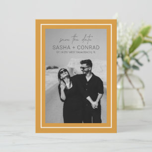 Reserva La Fecha Marigold Yellow Bold Border Photo Moderno Boda