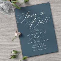 Marina azul oscura | Moderno Boda elegante de tono