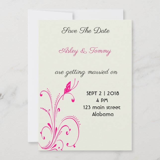 Reserva La Fecha Mariposa de Flor (Anverso)