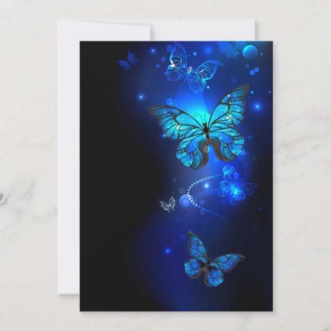 Reserva La Fecha Mariposa Morpho en fondo oscuro (Anverso)