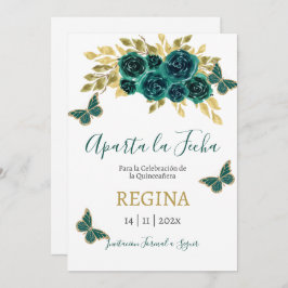 Reserva La Fecha Mariposa verde Quinceanera