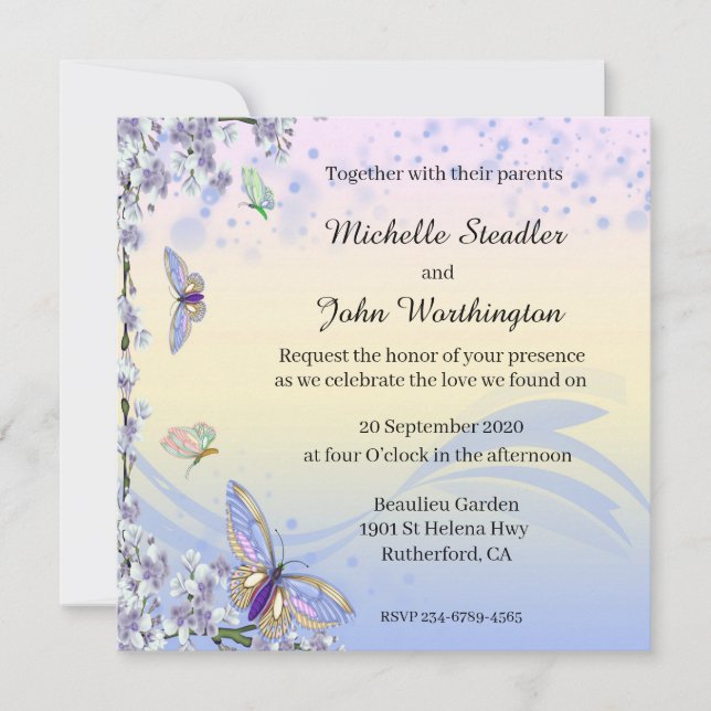 Reserva La Fecha Mariposa Y Floral (Anverso)