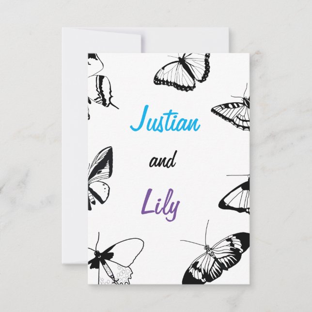 Reserva La Fecha Mariposas blancas y negras (Anverso)