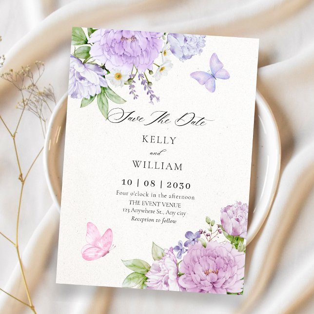 Reserva La Fecha mariposas de boda de floración floral (Subido por el creador)