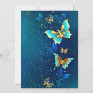 Reserva La Fecha Mariposas doradas sobre fondo azul