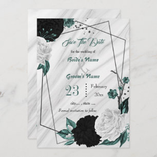 Reserva La Fecha mármol geométrico negro blanco verde azulado de pl