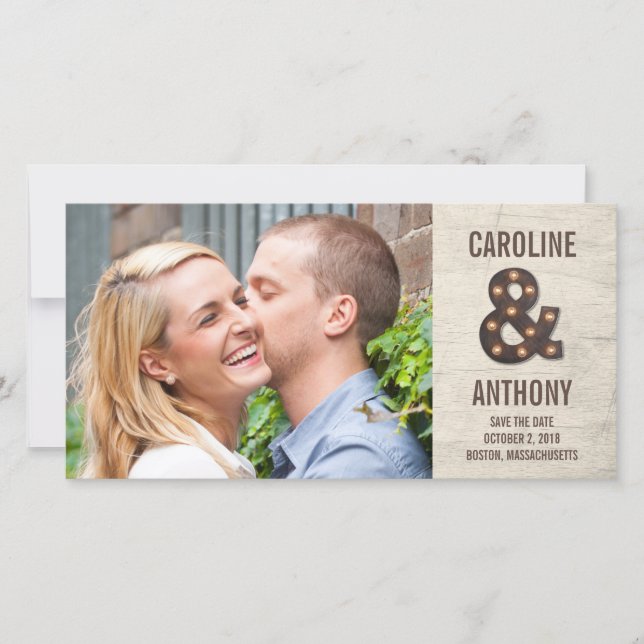Reserva La Fecha Marquee Ampersand Save the Date Photo Cards (Anverso)