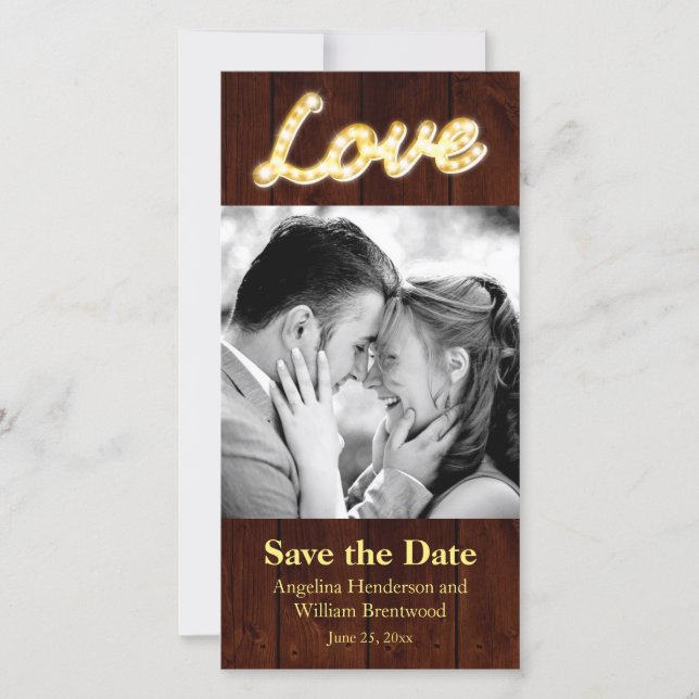 Reserva La Fecha Marquee Lights Save the Date Photo Card (Anverso)