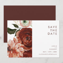 Reserva La Fecha Marsala Autumn Floral | Horizontal blanco