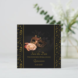 Reserva La Fecha Mascarada elegante y rosa blanco