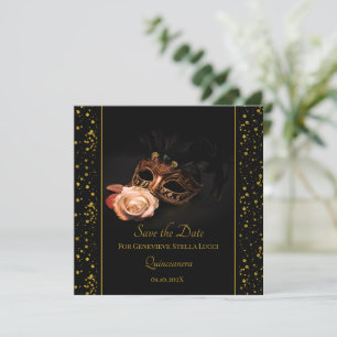 Reserva La Fecha Mascarada elegante y rosa blanco