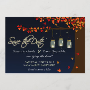 Reserva La Fecha Mason Jar Fireflies Oak Tree Save the Date