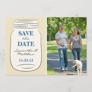 Reserva La Fecha Mason Jar Photo Save the Date Card - Azul