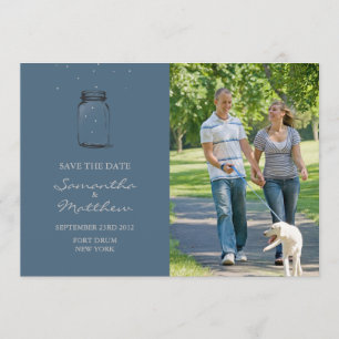 Reserva La Fecha Mason Jar Photo Save the Date Card - Azul