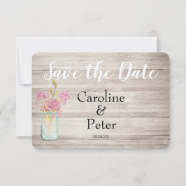 Reserva La Fecha Mason Jar Pink Lilac Rustic Save the Date Card