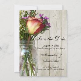 Reserva La Fecha Mason Jar w/Rosa/Wildflowers Save the Date