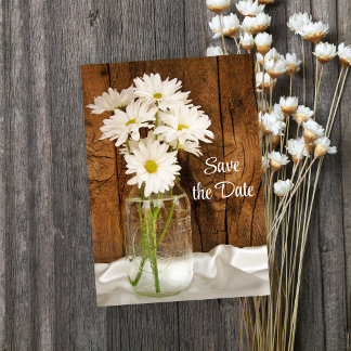 Reserva La Fecha Mason Jar White Daisies Sweet 16 Save the Date