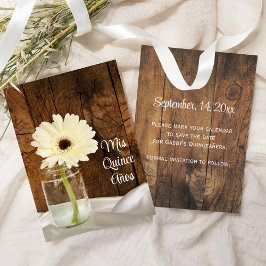 Reserva La Fecha Mason Jar White Daisy Quinceañera Guardar la fecha