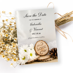 Reserva La Fecha Matrimonio de Bosques de Daisies Blancos Rústicos 