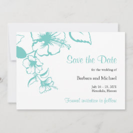 Reserva La Fecha Matrimonio de destino de flores turquesa Hibiscus