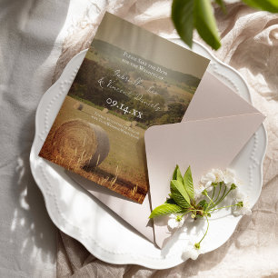 Reserva La Fecha Matrimonio de hembras de heno redondo salva fecha