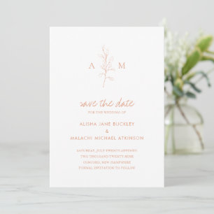 Reserva La Fecha Matrimonio elegante de foto botánica de Peach limp